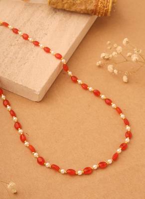 Sunset Radiance Oval Stone & Pearl Necklace 4