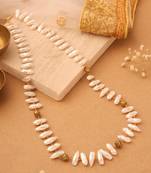 White Unshaped Pearl and Gold Beaded Necklace