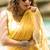 Yellow georgette golden zari woven border saree with unstitched blouse