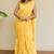 Yellow georgette golden zari woven border saree with unstitched blouse