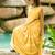 Yellow georgette golden zari woven border saree with unstitched blouse