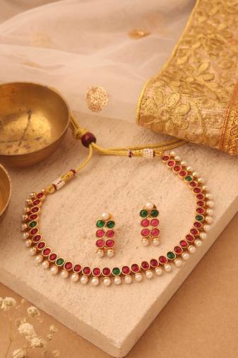 Multicolor stone alloy necklace sets