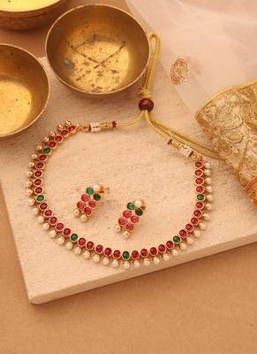 Multicolor stone alloy necklace sets 3