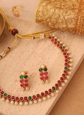 Multicolor stone alloy necklace sets 4