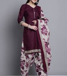 Classiques Polyester Floral Printed Wine Salwar Suit
