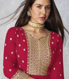 Pink embroidered Nyra Cut Kurta set