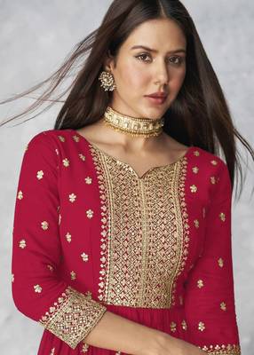 Pink embroidered Nyra Cut Kurta set 2