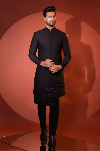 Black achkan set