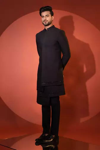 Black achkan set