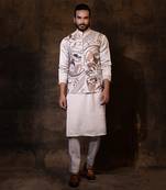 Grey satin nehru jacket