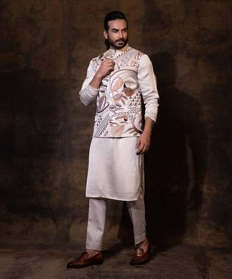 Grey satin nehru jacket 2