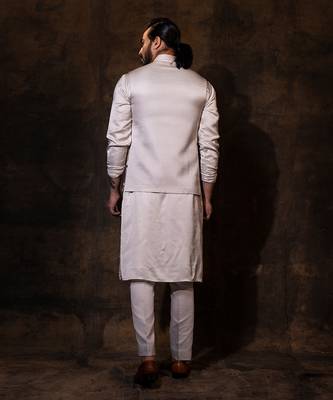 Grey satin nehru jacket 5