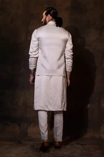 Grey satin nehru jacket