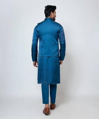 Pacific blue satin nehru jacket 5