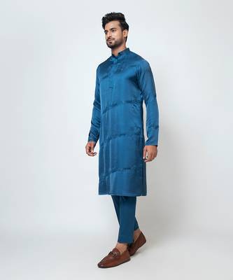 Pacific blue satin kurta pajama 2