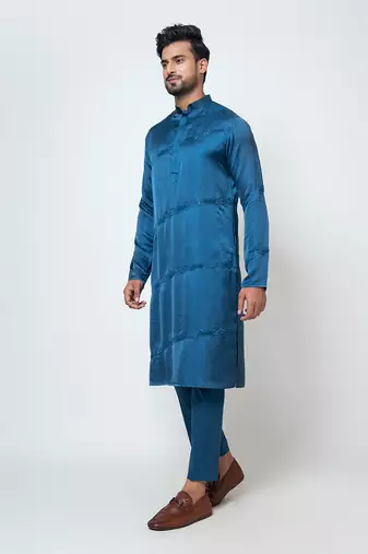 Pacific blue satin kurta pajama
