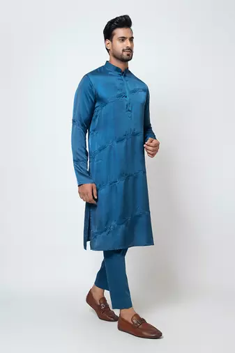 Pacific blue satin kurta pajama