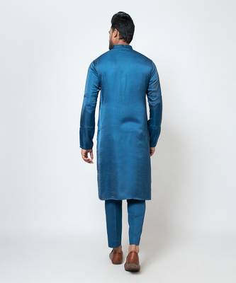 Pacific blue satin kurta pajama 4
