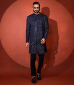 Navy blue achkan set
