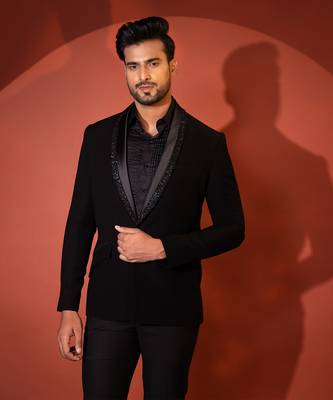 Black embellished blazer set 3