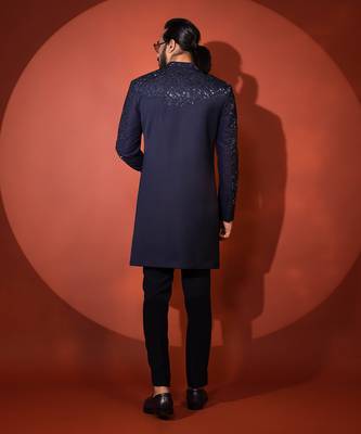 Navy blue achkan set 5