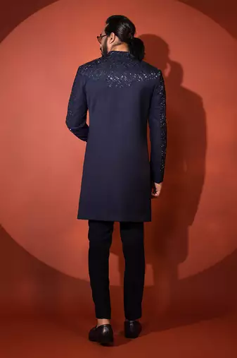 Navy blue achkan set
