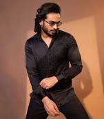 Black satin mens shirt
