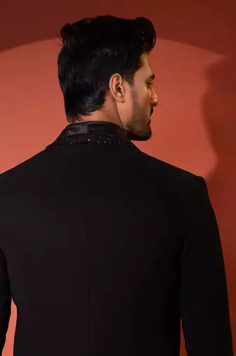Black embellished blazer set