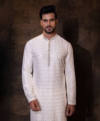 Ivory silk kurta pajama 2