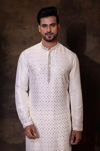 Ivory silk kurta pajama
