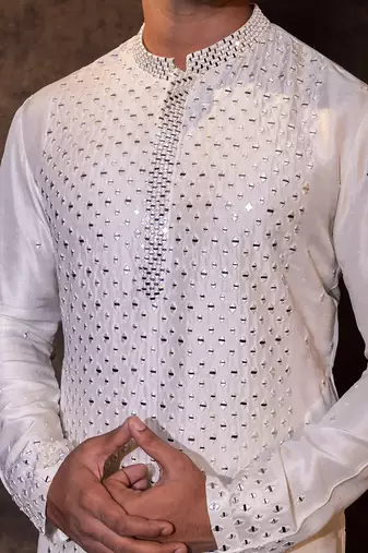 Ivory silk kurta pajama