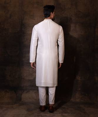 Ivory silk kurta pajama 4