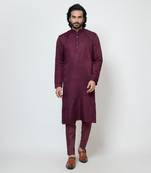 Wine linen satin kurta pajama