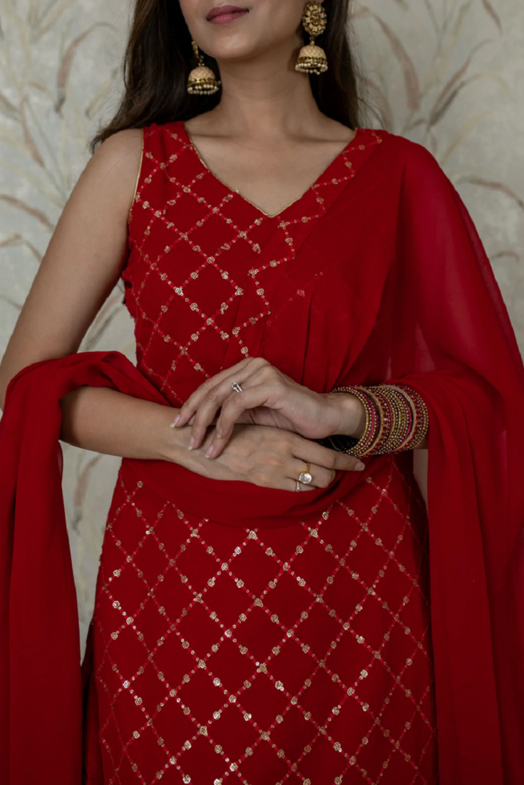 Red Embroidered Punjabi Salwar Suit 
