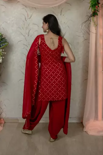 Red Embroidered Punjabi Salwar Suit 