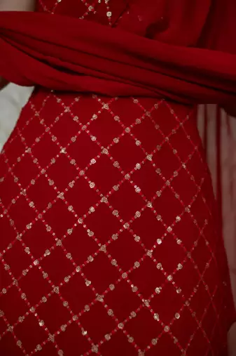 Red Embroidered Punjabi Salwar Suit 