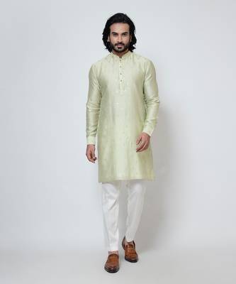 Mint green silk kurta pajama 1