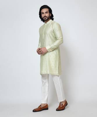 Mint green silk kurta pajama 2