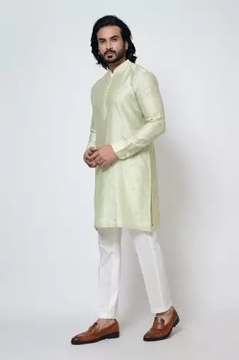 Mint green silk kurta pajama