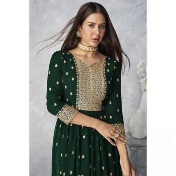 Green embroidered Nyra Cut ethnic Set. 2
