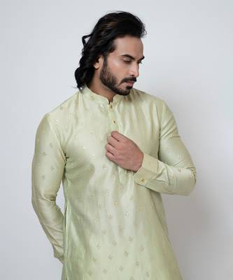 Mint green silk kurta pajama 4