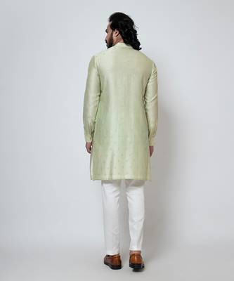 Mint green silk kurta pajama 5