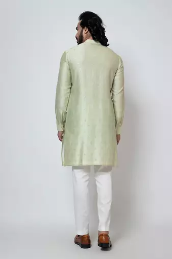 Mint green silk kurta pajama