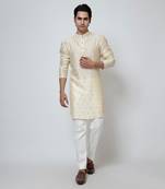 Beige silk kurta pajama