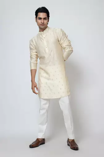 Beige silk kurta pajama