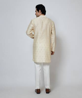 Beige silk kurta pajama 4