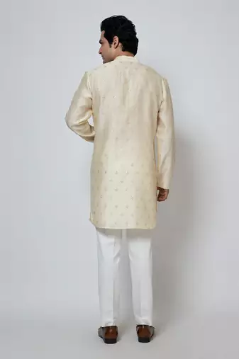 Beige silk kurta pajama