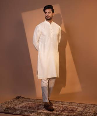 Ivory silk kurta pajama 2
