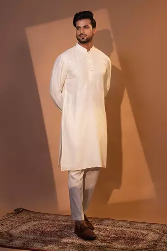 Ivory silk kurta pajama