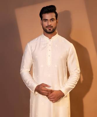 Ivory silk kurta pajama 3